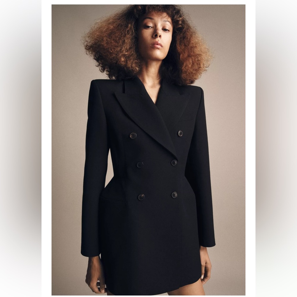 ZARA DOUBLE BREASTED BLAZER DRESS - Shoulder Pads & hip definition | M NWT |